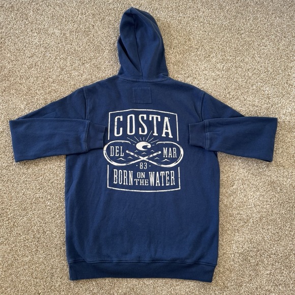 Costa Other - Costa Del Mar Size S Born On The Water Blue Drawstring Kangaroo Pouch Hoodie